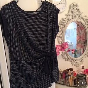 Navy polka dot top